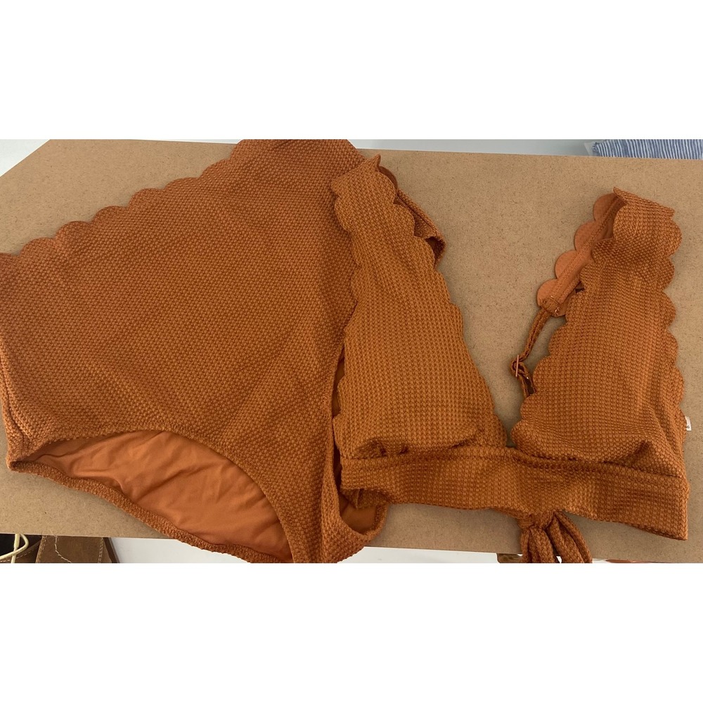 Brown Scalloped aerie Bikini set Vacation Resort Wear Beach & Cottagecore